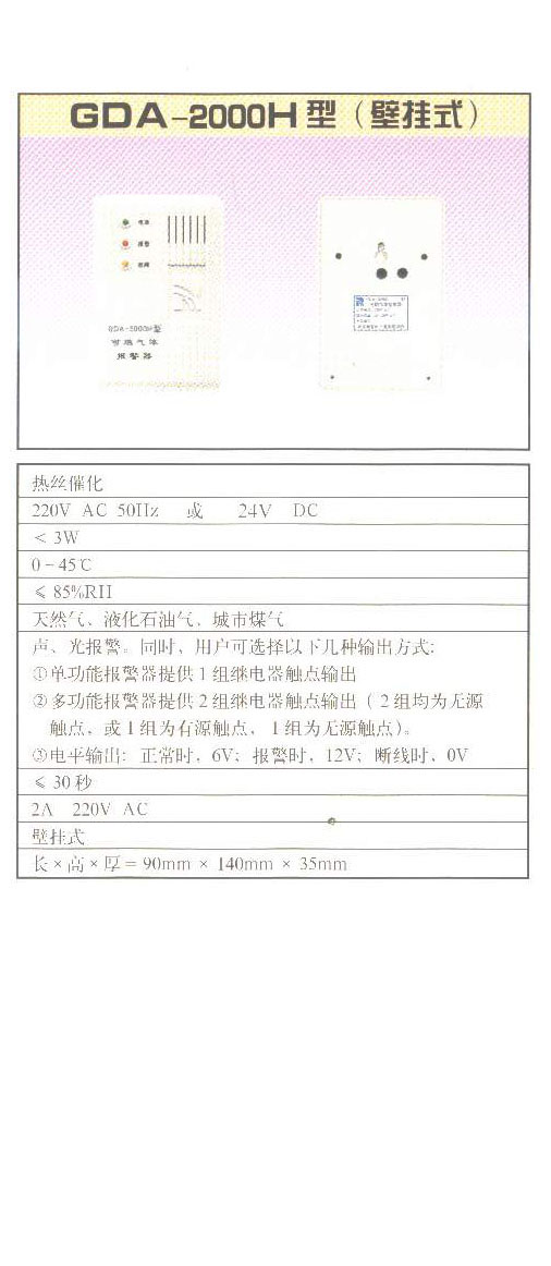 ���ÿ�ȼ�����ⱨ���� �ͺ�:RPW1-GDA-2000H ��ţ�M186617